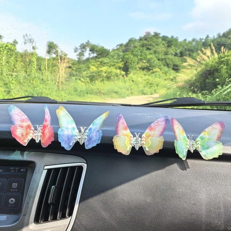 D Size Dashboard Car Ornament with Butterfly Shape and Colorful Pearl for Air Vent Interior Styling - Image 4